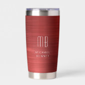 Elegant Red Monogram Thermobecher (Vorderseite)