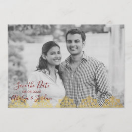 Elegant Red n Gold Ganesha & Mehndi Save the Date