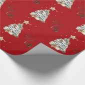 Elegant Red New Year Frosted Tree Geschenkpapier (Ecke)