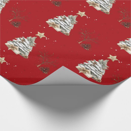 Elegant Red New Year Frosted Tree Geschenkpapier (Ecke)