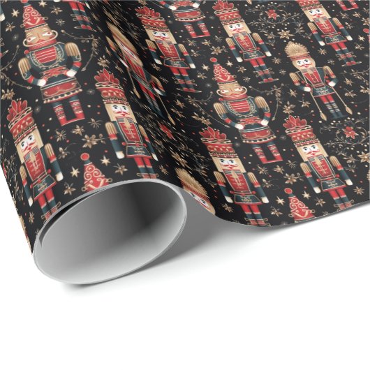 Elegant Red Nutcracker Wonderland Geschenkpapier (Rolleneckpunkt)