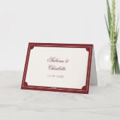 Elegant Red Old Money Wedding Thank You Card Dankeskarte (Rückseite)