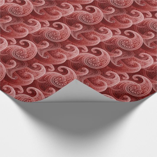 Elegant Red Paisley Pattern Geschenkpapier (Ecke)