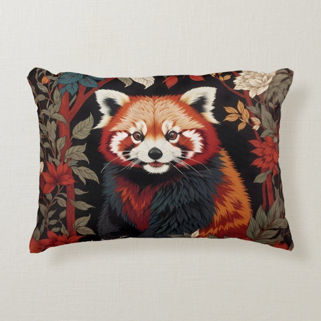 Elegant Red Panda William Morris Inspiriert Dekokissen (Vorderseite)