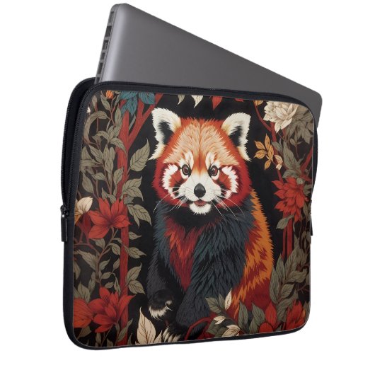 Elegant Red Panda William Morris Inspiriert Laptopschutzhülle (Vorne Rechts)