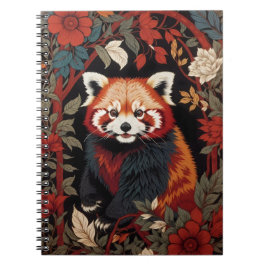 Elegant Red Panda William Morris Inspiriert Notizblock