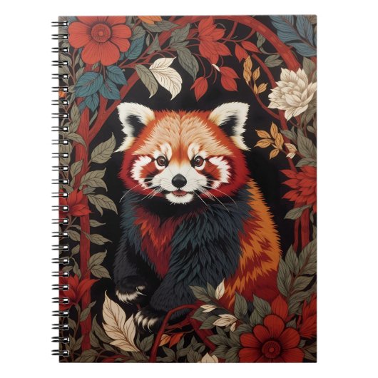 Elegant Red Panda William Morris Inspiriert Notizblock (Vorderseite)