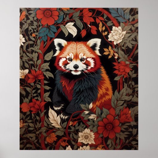 Elegant Red Panda William Morris Inspiriert Poster (Vorne)