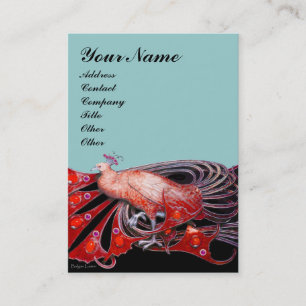 ELEGANT RED PEACOCK FASHION JEWEL IN BLAU BLACK VISITENKARTE