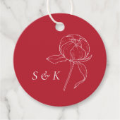 Elegant Red Peony Monogram Wedding Geschenkanhänger (Vorderseite)