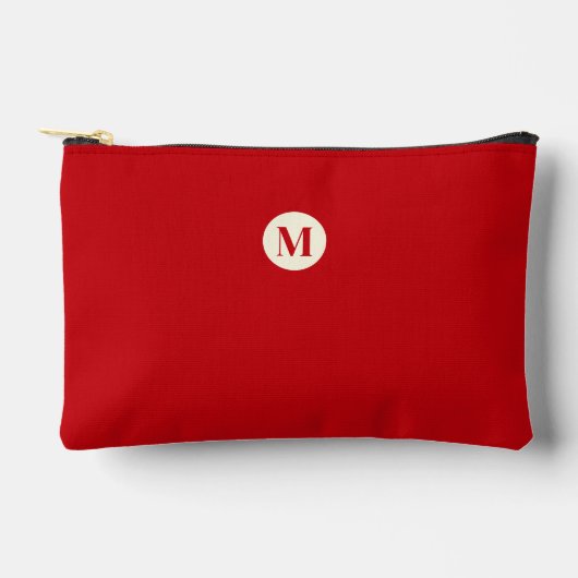 Elegant Red Personalisiert Monogram Feminine Girly Zubehörtasche (Vorderseite)