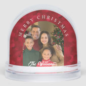 Elegant Red Photo Family Christmas Snow Globe Schneekugeln (Vorderseite)