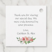 Elegant Red Pink Rose Wedding Vielen Dank Geschenkanhänger (Rückseite)