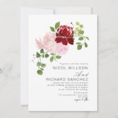 Elegant Red & Pink Summer Floral Wedding  Einladung (Vorderseite)