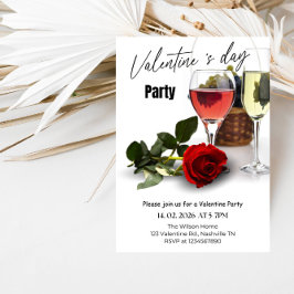 Elegant Red & Pink Valentine Party Einladung
