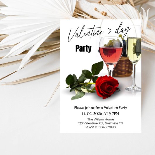 Elegant Red & Pink Valentine Party Einladung