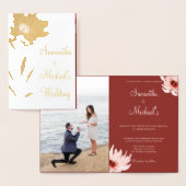 Elegant Red Pink Watercolor Floral Wedding Folienkarte (Anzeige)