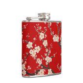 Elegant Red Plum Blossom Flachmann (Rechts)