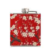 Elegant Red Plum Blossom Flachmann (Rückseite)