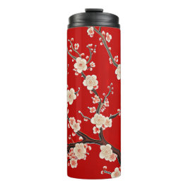 Elegant Red Plum Blossom Thermosbecher