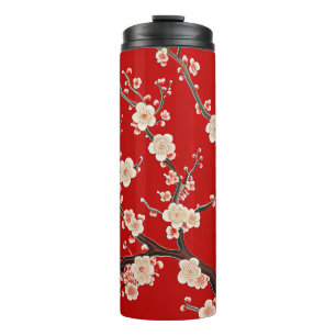 Elegant Red Plum Blossom Thermosbecher