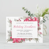 Elegant Red Poinsettia Botanischer Feiertag Einladung (Stehend Vorderseite)