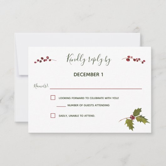 Elegant Red Poinsettia Christmas RSVP (Vorderseite)