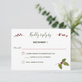 Elegant Red Poinsettia Christmas RSVP (Stehend Vorderseite)