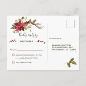 Elegant Red Poinsettia Christmas RSVP Einladungspostkarte (Rückseite)