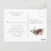 Elegant Red Poinsettia Christmas RSVP Postkarte (Rückseite)