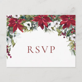Elegant Red Poinsettia Christmas RSVP Postkarte