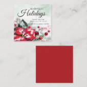 Elegant Red Poinsettia Corporate Weihnachtsfeierta Quadratische Visitenkarte (Vorne/Hinten)
