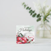 Elegant Red Poinsettia Corporate Weihnachtsfeierta Quadratische Visitenkarte (Stehend Vorderseite)