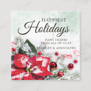 Elegant Red Poinsettia Corporate Weihnachtsfeierta Quadratische Visitenkarte
