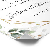 Elegant Red Poinsettia Eucalyptus Wedding Willkomm Poster (Ecke)