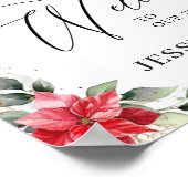 Elegant Red Poinsettia Eucalyptus Wedding Willkomm Poster (Ecke)