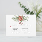 Elegant Red Poinsettia Evergreen Christmas UAWG RSVP Karte (Stehend Vorderseite)