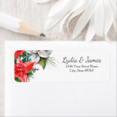 Elegant Red Poinsettia Floral Holly Rücksendeadres (Insitu)
