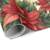 Elegant Red Poinsettia Floral Weihnachtsfeiertag Geschenkpapier (Rolleneckpunkt)