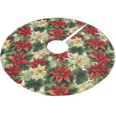 Elegant Red Poinsettia Floral Weihnachtsfeiertag Polyester Weihnachtsbaumdecke (Schrägansicht)