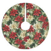 Elegant Red Poinsettia Floral Weihnachtsfeiertag Polyester Weihnachtsbaumdecke (Vorderseite)