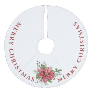 Elegant Red Poinsettia, Frohe Weihnachten Leinenimitat Weihnachtsbaumdecke