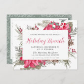 Elegant Red Poinsettia Holiday Brunch Einladung Postkarte (Vorne/Hinten)