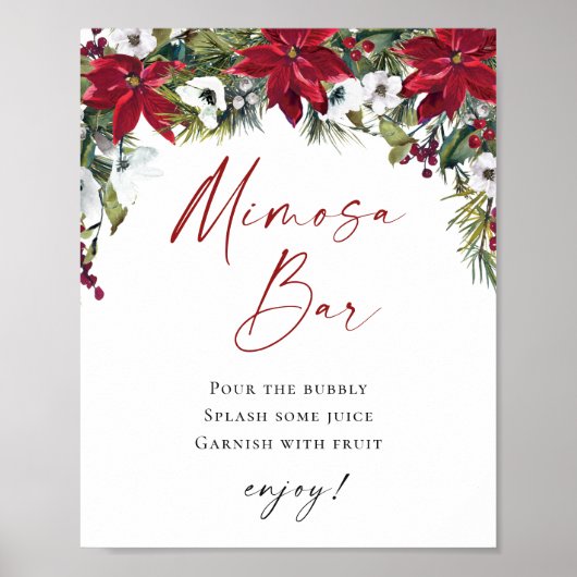Elegant Red Poinsettia Mimosa Bar Wedding Poster (Vorne)