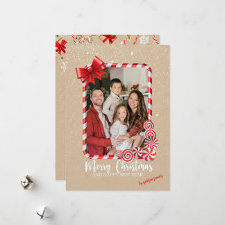Elegant Red Poinsettia Photo Christmas Card  Feiertagskarte