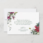 Elegant Red Poinsettia Pine Fir Watercolor Dankeskarte (Rückseite)