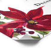 Elegant Red Poinsettia Pine Fir Wedding Willkommen Poster (Ecke)