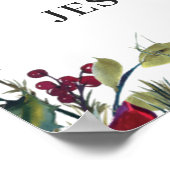 Elegant Red Poinsettia Pine Fur Wedding Willkommen Poster (Ecke)