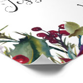 Elegant Red Poinsettia Pine Fur Wedding Willkommen Poster (Ecke)