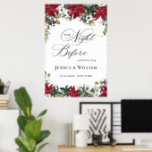 Elegant Red Poinsettia REHEARSAL DINNER Welcome Poster (Heimbüro)